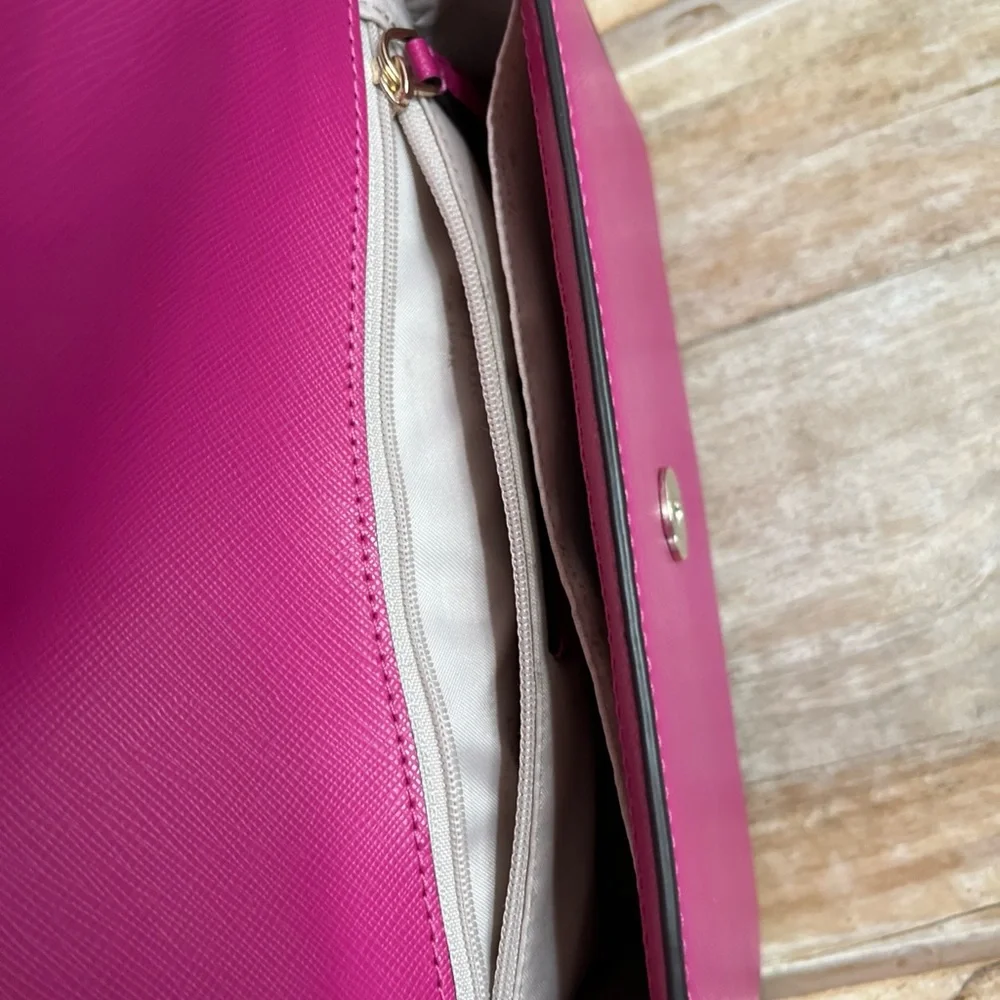 Kate Spade Sadie Envelope Crossbody Purse in Candied Plum Pink Leather - Picture 12 of 16